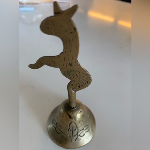 Vintage Brass Etched Horse Bell 4 and 3/4 inch - Picture 3 of 5